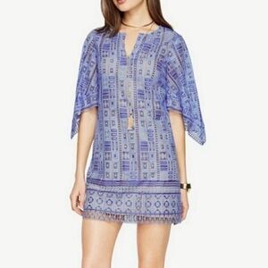 BCBGMaxAzria Blue Lace Mini Dress Small VNeck Tati Shift